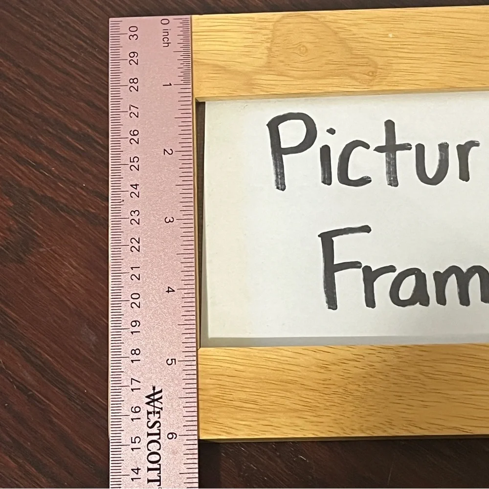 Square Light Maple Wood Picture Frame Photo Frame Beige Wooden with Black Stand